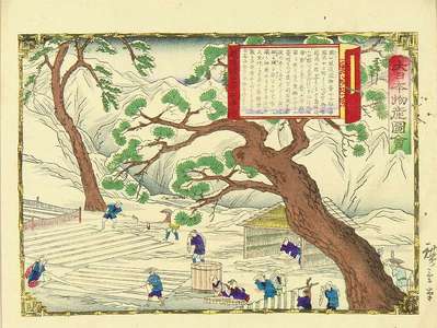 Utagawa Hiroshige III: Bleacking fabrics on the snow in Echigo Province, from - Hara Shobō