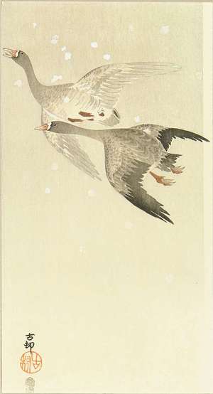 KOSON: Geese, c.1910 - Hara Shobō