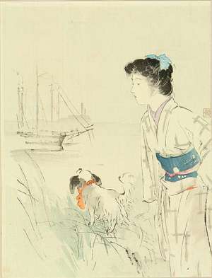 Kaburagi Kiyokata: A frontispiece of a novel, 1907 - Hara Shobō
