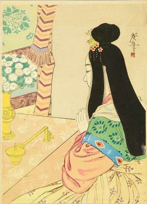 月岡耕漁: A frontispiece of a novel, 1908 - 原書房