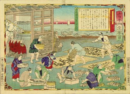 三代目歌川広重: Drying sea cucumber, Tsushima Island, from - 原書房