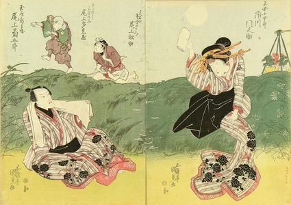 Utagawa Kunisada, 歌川国貞 (KUNISADA)による浮世絵「A scene of a kabuki performance, diptych, 1821」