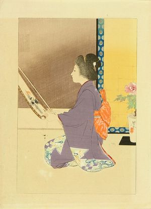 Tsukioka Kogyo: Frontispiece of a novel, from - Hara Shobō
