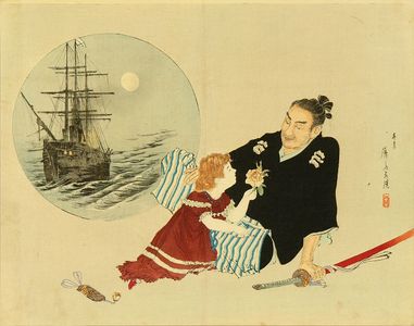 Tomioka Eisen: Frontispiece of a novel, from - Hara Shobō