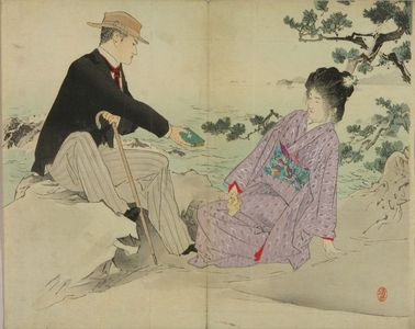 Kaburagi Kiyokata: A frontispiece of a novel, 1905 - Hara Shobō