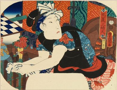 Utagawa Toyokuni (TOYOKUNI III)による浮世絵「A woman wearing a tatoo-designed shirt, 1860」