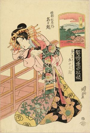 Keisai Eisen: Portrait of the courtesan Nanakoshi of Sanomatsuya, station Kusatsu, from - Hara Shobō