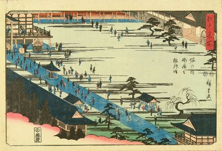 Utagawa Hiroshige: The Hall at Myohoji Temple, Horinouchi, from - Hara Shobō