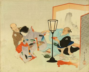 Tomioka Eisen: Frontispiece of a novel, 1894 - Hara Shobō