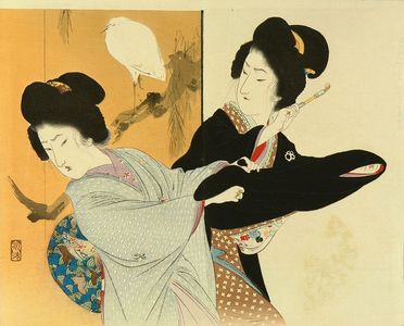 Tomioka Eisen: Frontispiece of a novel, 1899 - Hara Shobō