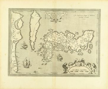 Ludoico Teisera: Map of Japan, copperplate, 1595 - 原書房