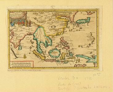 無款: Map of Japan and South East Asia, copperplate, hand-applied color, 1715 - 原書房