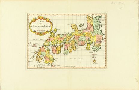 無款: Map of Japan, copperplate, hand-applied color, 1764 - 原書房