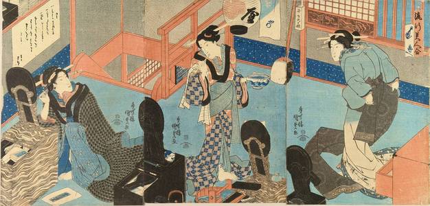 歌川国貞: Beauties in an interior, titled - 原書房