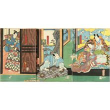 歌川国貞: A scene of a kabuki performance, triptych, 1857 - 原書房