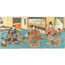 Utagawa Kunisada: Genji and beauties playing - Hara Shobō