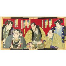 守川周重: A scene of a kabuki performance, triptych, 1876 - 原書房