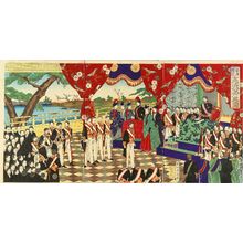 Toyohara Chikanobu: Ceremony of proclaiming the constitution, triptych, 1889 - Hara Shobō