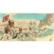 渡辺延一: A scene of Shino-Japanese war, triptych, 1894 - 原書房
