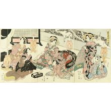 Keisai Eisen: Courtesan and servants of Ogiya, titled - Hara Shobō