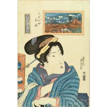 Keisai Eisen: A portrait of a beauty at Kurumaya, Shiba, from - Hara Shobō