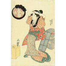 Japanese Print "A beauty stretching by a stove, from" by Utagawa Kunisada, 歌川国貞 (KUNISADA)