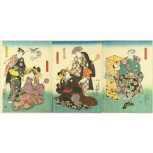 歌川国貞: A scene of a kabuki performance, triptych, 1850 - 原書房