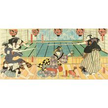 歌川国貞: A scene of a kabuki performance, triptych, 1852 - 原書房