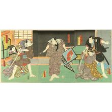 Utagawa Kunisada: A scene of a kabuki performance, triptych, 1859 - Hara Shobō