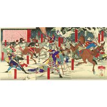 Hayakawa Shozan: A scene of the battle of Kagoshima, triptych, 1877 - Hara Shobō