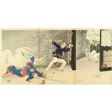 Mizuno Toshikata: A scene of Sino-Japan war, triptych, 1894 - Hara Shobō
