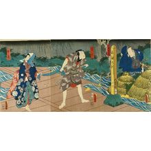 歌川国貞: A scene of a kabuki performance, triptych, 1856 - 原書房