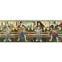 Utagawa Kunisada II: Portrait of actors as braveries, four sheets, 1857 - Hara Shobō