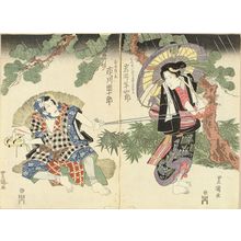 Utagawa Toyokuni I: A scene of a kabuki performance, diptych, 1824 - Hara Shobō