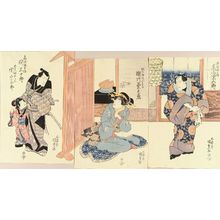 Utagawa Kunisada: A scene of a kabuki performance, triptych, 1824 - Hara Shobō