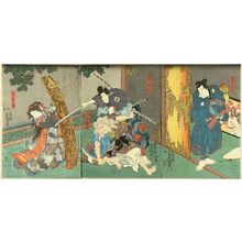 歌川国貞: A scene of a kabuki performance, triptych, 1849 - 原書房