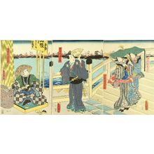 Utagawa Kunisada: A scene of a kabuki performance, triptych, 1855 - Hara Shobō