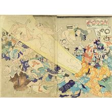 UNSIGNED: A caricature, illustrating fighting with their fart, diptych - Hara Shobō