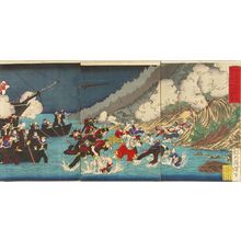 Tsukioka Yoshitoshi: Scene of the Satsuma rebellion, triptych, 1877 - Hara Shobō