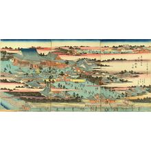 Utagawa Hiroshige: View of Asakusa Shrine, triptych, c.1832 - Hara Shobō