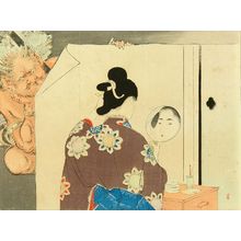 Mizuno Toshikata: Frontispiece of a novel, from - Hara Shobō
