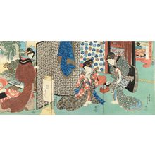 Utagawa Kunisada: Courtesans in an interior, from - Hara Shobō