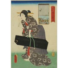Utagawa Kunisada: A geisha carrying - Hara Shobō