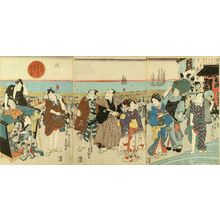 Utagawa Kunisada: Actors visiting Sengakuji Temple, titled - Hara Shobō