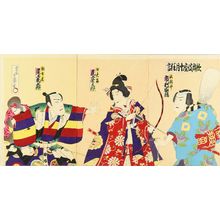 HOSAI: A scene of a kabuki performance, triptych, 1901 - Hara Shobō