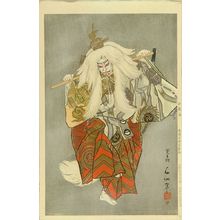 SHUNSEN: Portrait of the actor Hanayagi Jusuke, in the role of Kokaji, with silver mica background, 1896 - Hara Shobō