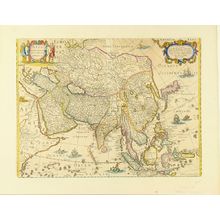 Henricus Hondius: Map of Japan and Asia, copperplate, hand-applied color, c.1660 - Hara Shobō
