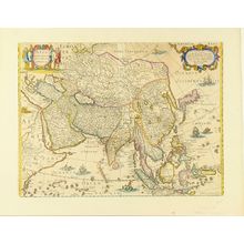 Henricus Hondius: Map of Japan and Asia, copperplate, hand-applied color, c.1660 - 原書房