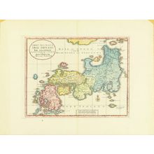 Isaak Tirionによる浮世絵「Map of Japan, copperplate, hand-applied color, 1740」