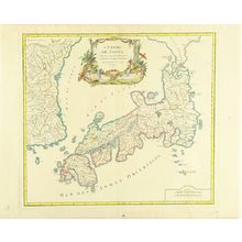 Robert de Vaugondy: Map of Japan, copperplate, hand-applied color, 1750 - 原書房
